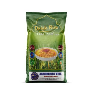 Arham Rice premium long-grain rice export pack.