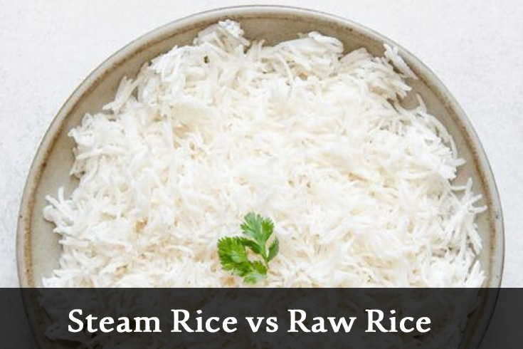 Cooked steamed rice in a bowl representing the difference between steam rice and raw rice