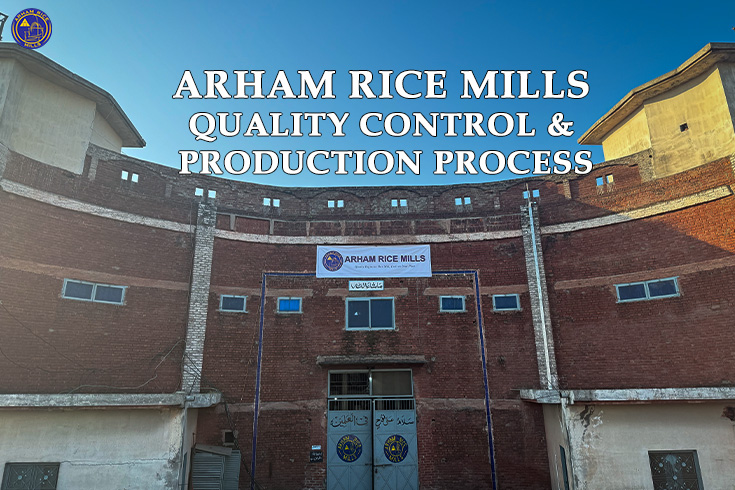 Exterior view of Arham Rice Mills facility building showcasing rice production and quality control operations