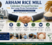 Arham Rice Mill customer-focused services infographic showing quality assurance, logistics, support, and global partnerships