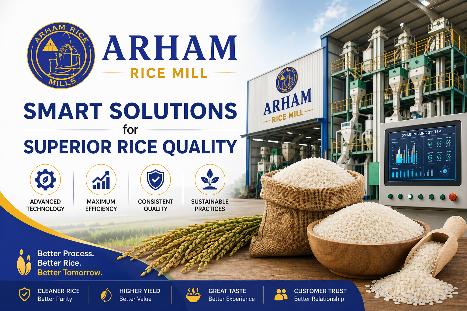 Arham Rice Mill smart rice processing solutions with advanced technology ensuring superior rice quality and efficient milling in Pakistan