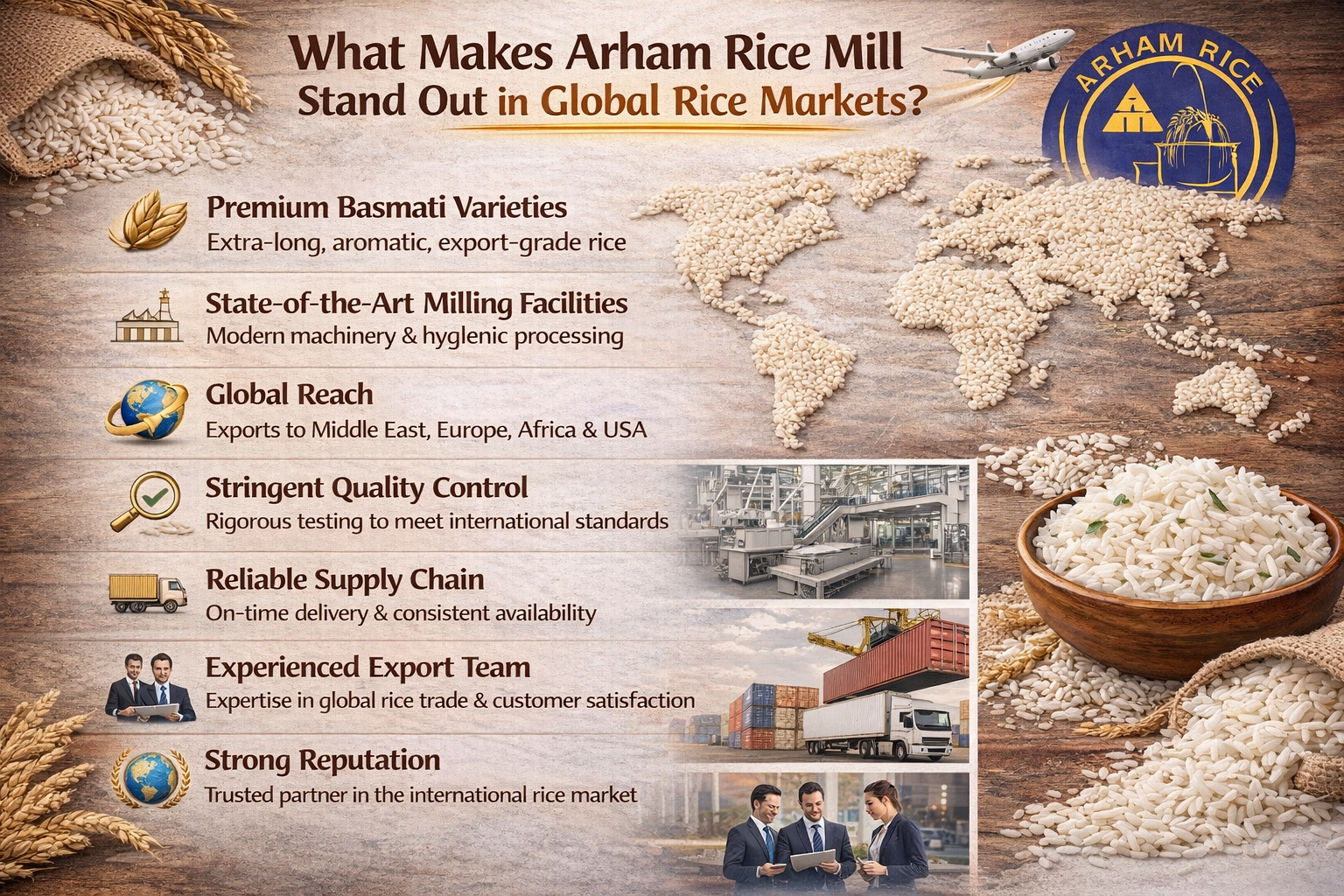 arham rice mill global rice market export basmati rice quality supply chain international trade