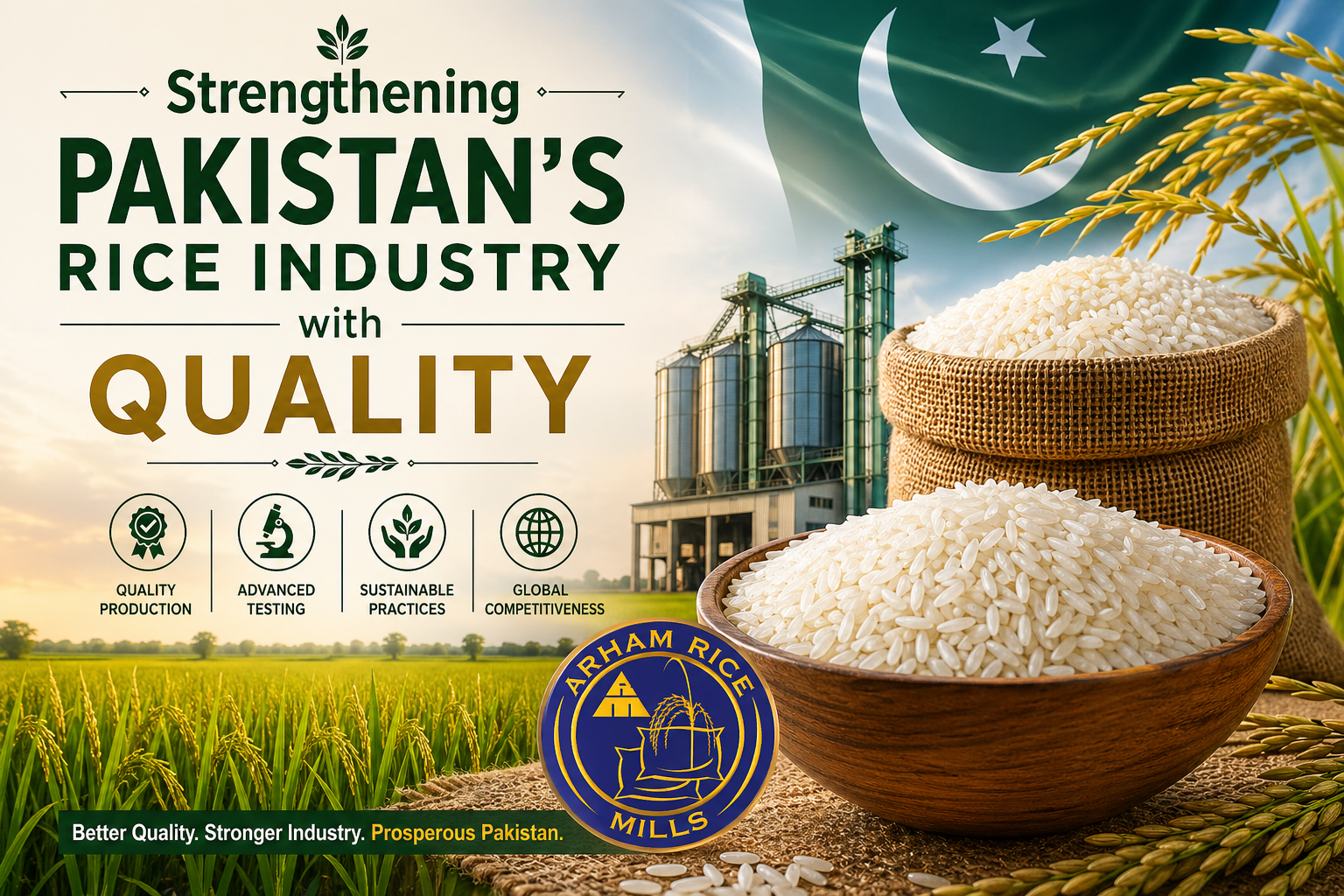 Arham Rice Mill promoting Pakistan’s rice industry with quality production, advanced testing, sustainable practices, and global competitiveness